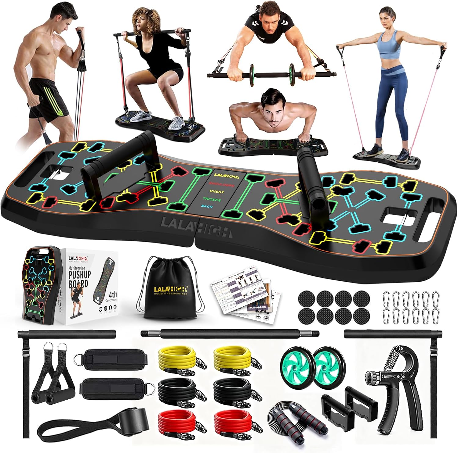 Ab Roller Wheel - LALAHIGH Push Up Board, Attrezzatura da